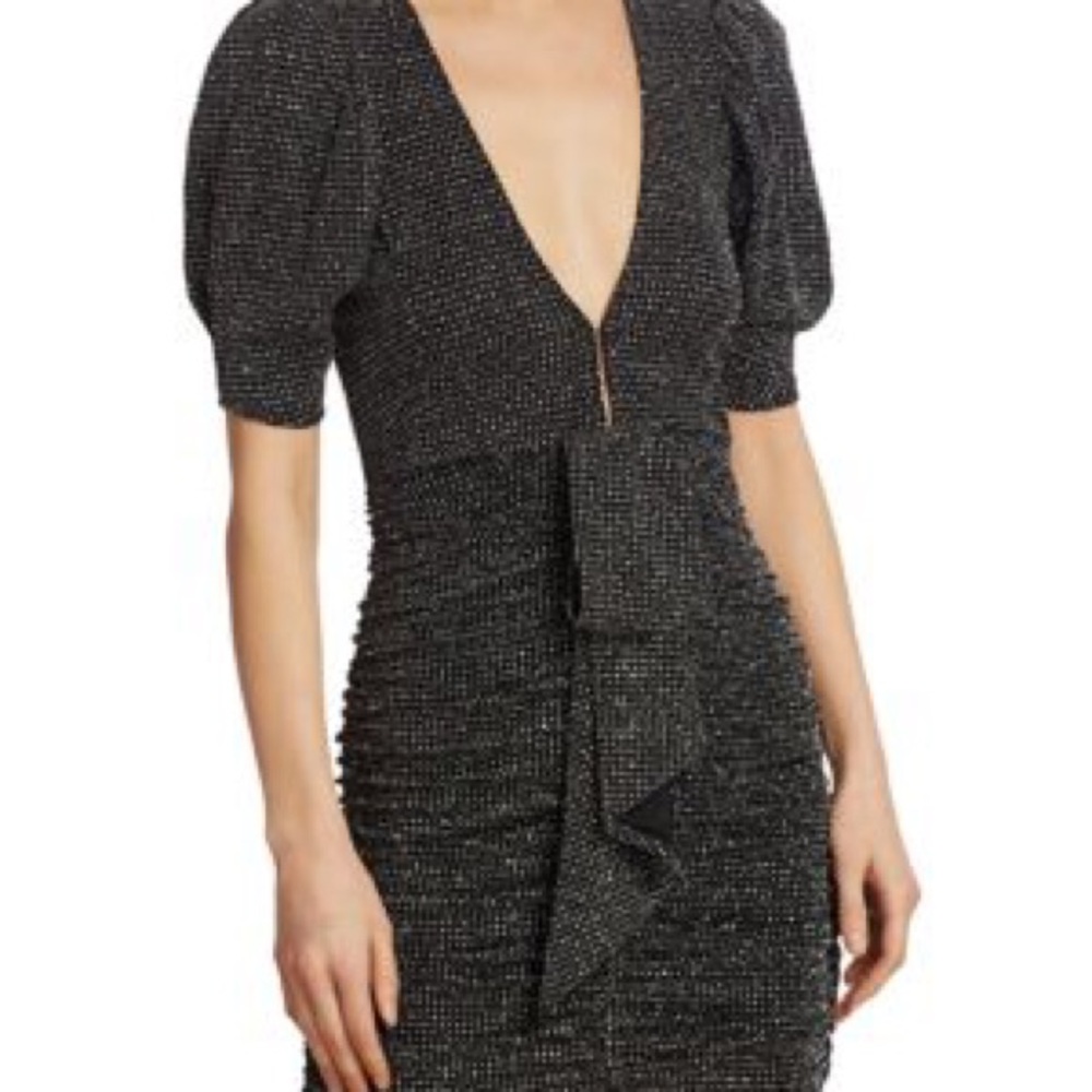 For Love And Lemons Black Ruched Bodycon Mini Dress